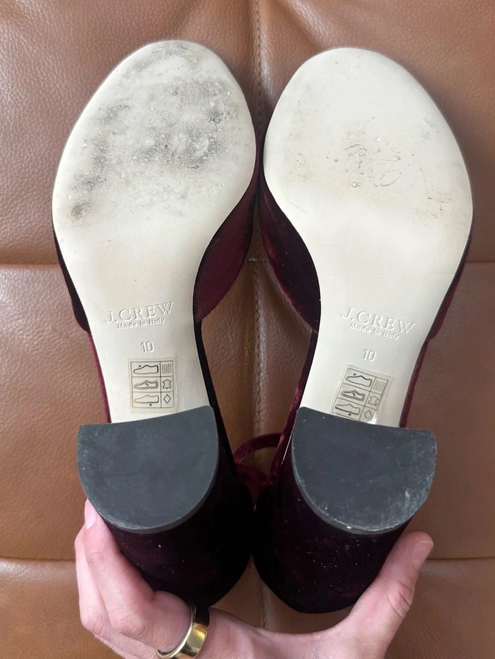 J. Crew Maisie Ankle-Strap Heel in Burgundy Velvet Women’s Size 10
